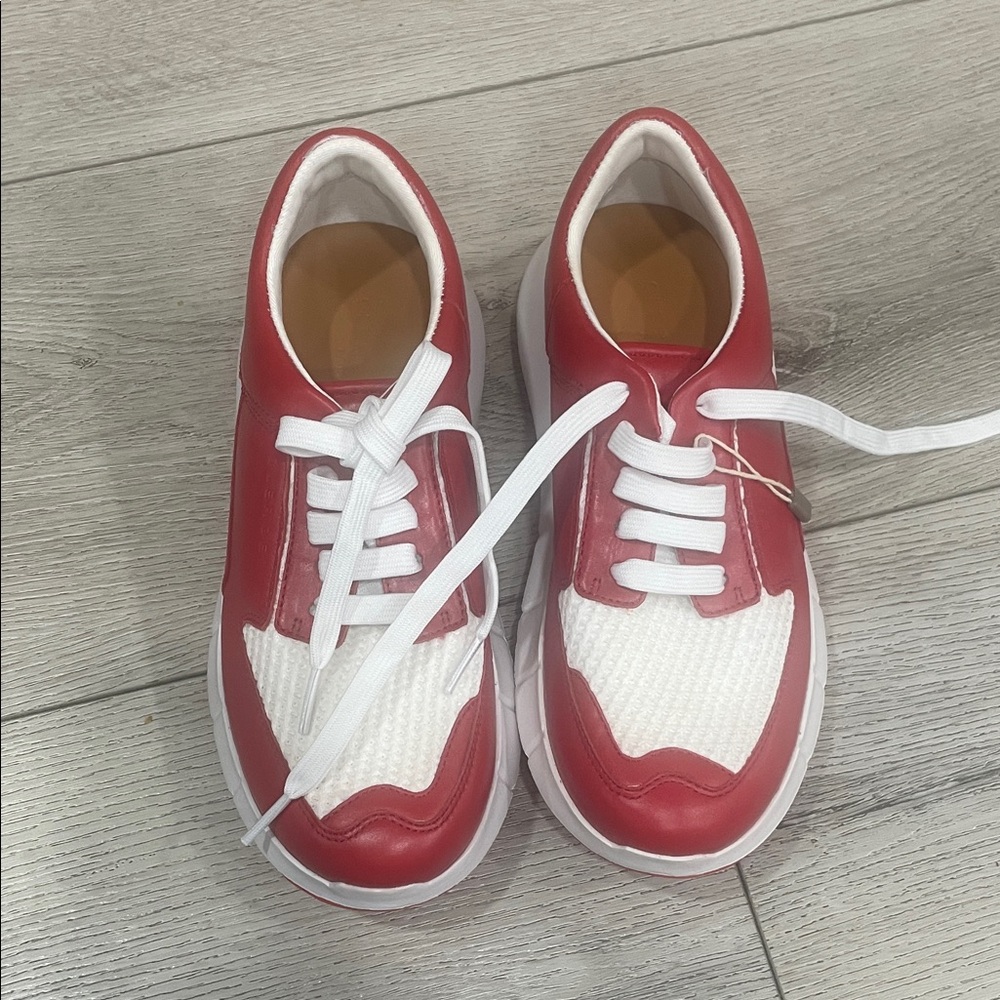 Robert Clergerie Red and White Sneakers